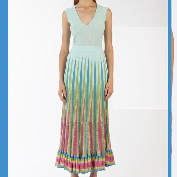 Happy Sheep Knit V-Neck Sleeveless Tencel and Lurex Maxi Dress - Picture 1 of 8